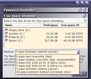 Shreenshot of Mil Shield 9.0 free space shredding tool