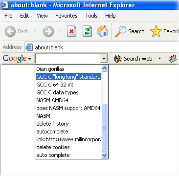 how do i clear search history in google toolbar